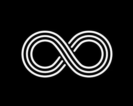 Infinity line symbol on the black background. Stock Illustration