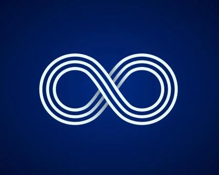 Infinity line symbol on the blue background. Stockillustratie