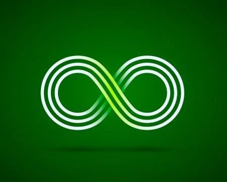 Infinity line symbol on the green background. Stock Illustration