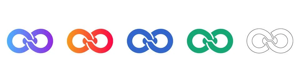 Infinity Link and Connection Icons Set Stock Illustration