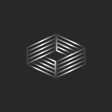Infinity logo 3d isometric shape, boxing ring logotype, linear form illusion. Stock Illustration