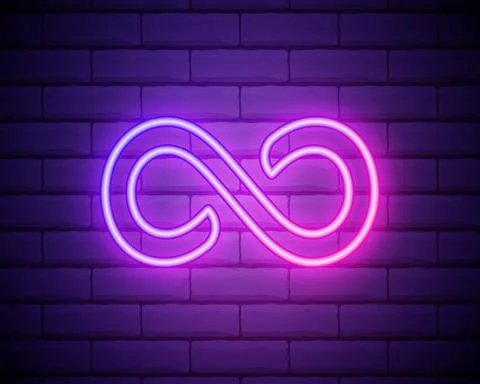 Infinity Logo Creative Concept with Glowing Neon Light Style Bold Double Infi 스톡 일러스트