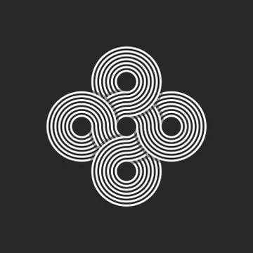 Infinity logo endless geometric symmetrical pattern of many interwoven circle 스톡 일러스트