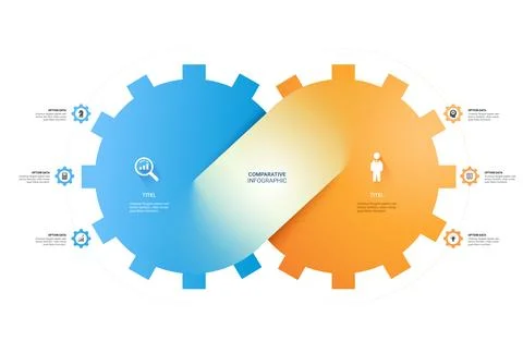 Infinity loop and interlocking gears comparison Venn diagram infographic te.. イラスト素材