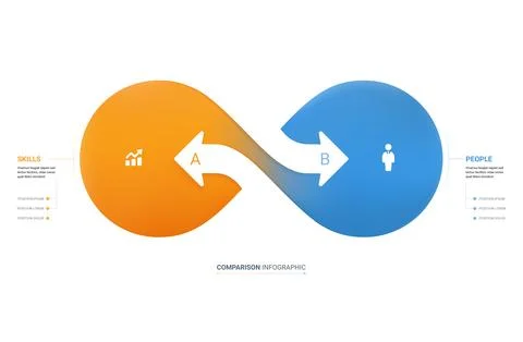 Infinity Loop Arrow Comparison Infographic Template Background with Two Con.. Stock Illustration