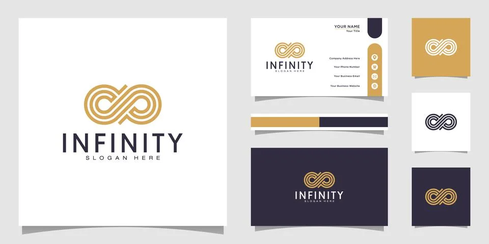 Infinity loop with line art style symbol and business card 스톡 일러스트