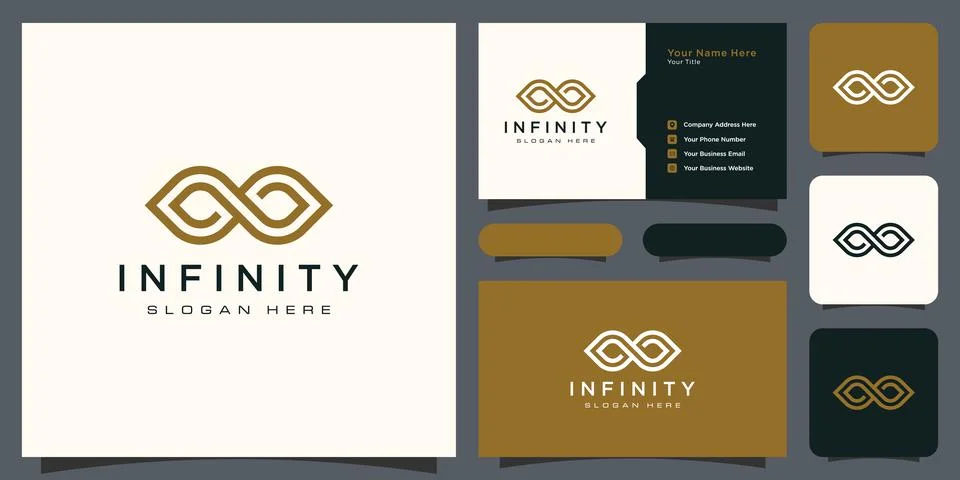 Infinity loop with line art style symbol and business card 스톡 일러스트