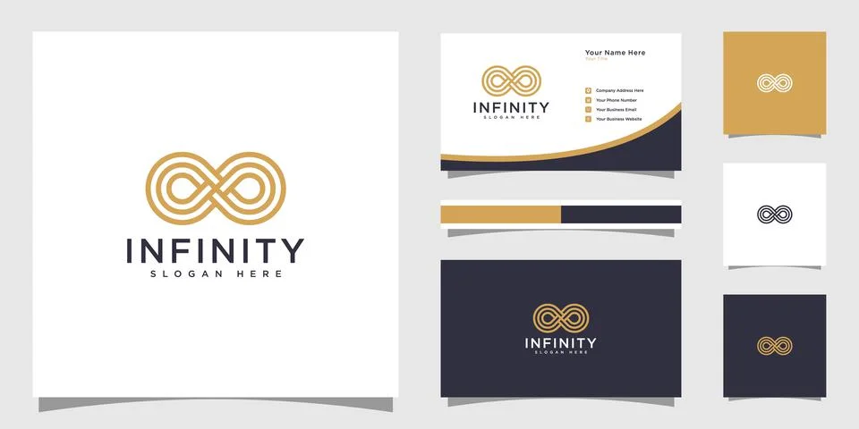 Infinity loop with line art style symbol and business card 스톡 일러스트