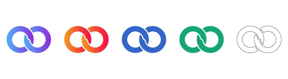 Infinity Loop Link Connection Icons Set Stock Illustration