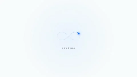 Infinity loop loading animation with blue particle trail, light theme UI Stock Footage 340186151