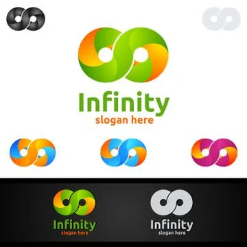 Infinity loop logo icon. Vector unlimited infinity, endless line shape sign Stock Illustration
