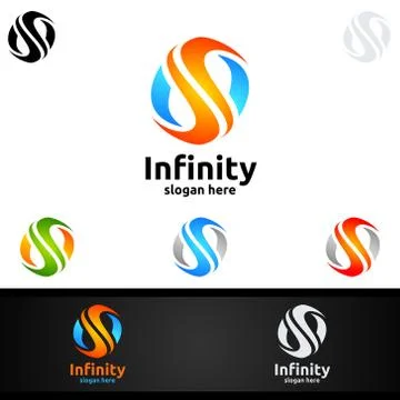 Infinity loop logo icon. Vector unlimited infinity, endless line shape sign Stock Illustration