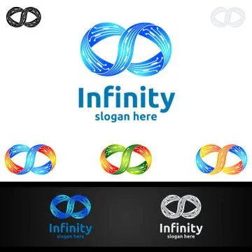 Infinity loop logo icon. Vector unlimited infinity, endless line shape sign Stock Illustration