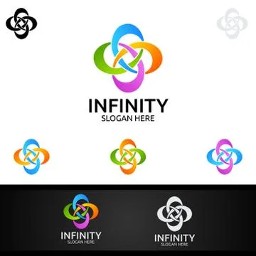 Infinity loop logo icon. Vector unlimited infinity, endless line shape sign Stock Illustration