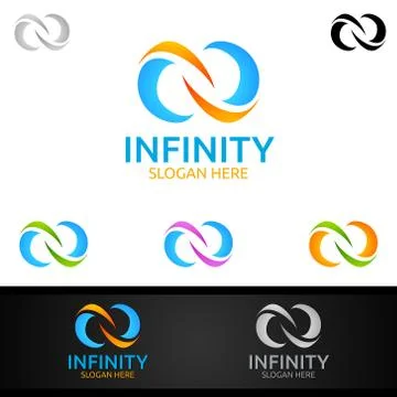 Infinity loop logo icon. Vector unlimited infinity, endless line shape sign Stock Illustration