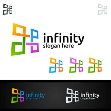 Infinity loop logo icon. Vector unlimited infinity, endless line shape sign Stock Illustration