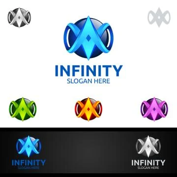 Infinity loop logo icon. Vector unlimited infinity, endless line shape sign Stock Illustration
