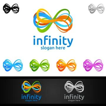 Infinity loop logo icon. Vector unlimited infinity, endless line shape sign Stock Illustration