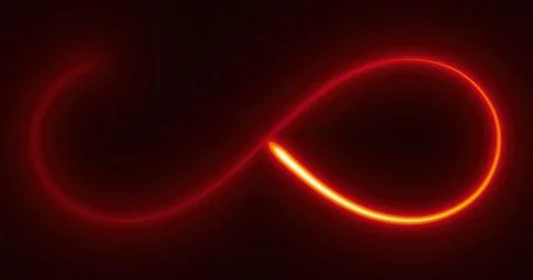 Infinity loop sign - red glowing line on a dark background Stock Illustration