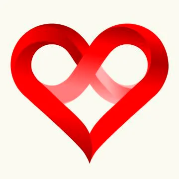 Infinity love heart in flat style with shadows. Isolated on white. Stock Illustration