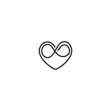 Infinity love. Vector hand drawn line icon template 스톡 일러스트