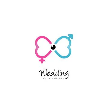Infinity love Wedding Logo Design Template Flat Style Vector Illustration Stock Illustration