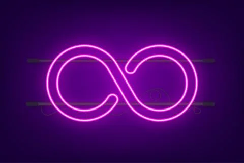 Infinity in neon icon style . Round logo. Future concept. Vector stock Stock Illustration