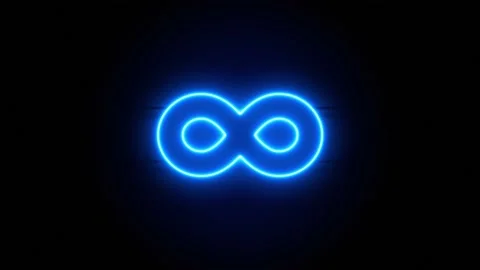 Infinity neon sign appear in center and disappear after some time. Loop Stock Footage 142506472