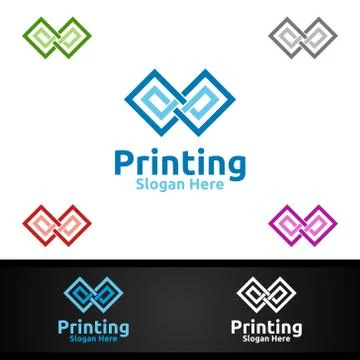 Infinity P Printing Company Vector Logo Design for Media, Retail, Advertising Stock Illustration