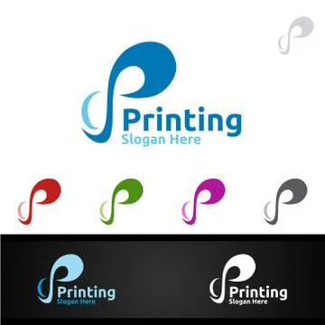 Infinity P Printing Company Vector Logo Design for Media, Retail, Advertising Stock Illustration