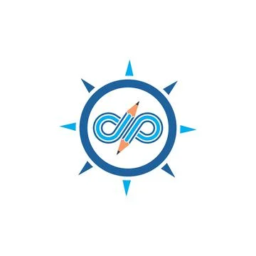 Infinity pencil compass  concept vector illustration icon and logo of educati Stock Illustration