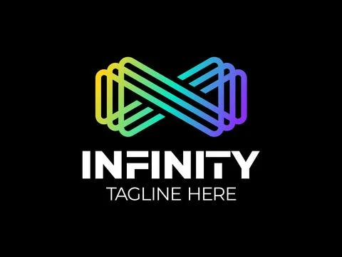 Infinity play media line logo vector. 3D media play logo design template. Med Stock Illustration