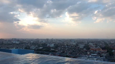 Infinity pool and city view Stock Footage 99161899