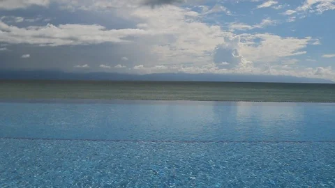 Infinity pool and ocean Stock Footage 93730900