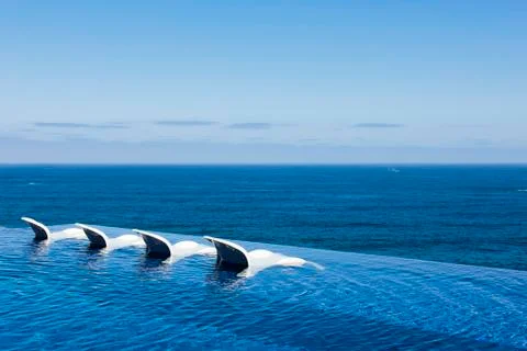 Infinity pool and sea Stock Photos