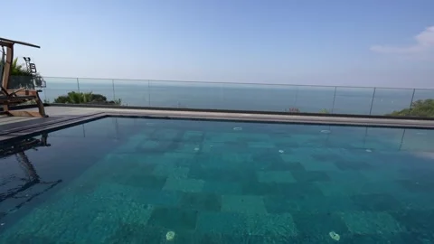Infinity Pool Bliss-Ocean View Golden Horizon 스톡 동영상 308912979