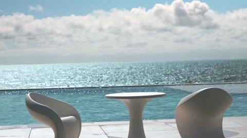 Infinity pool on a hot summer day Stock Footage 155814286