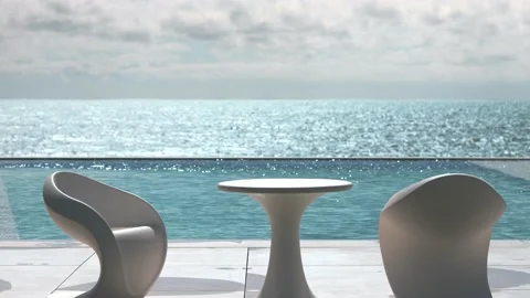 Infinity pool on a hot summer day Stock Footage 155814290