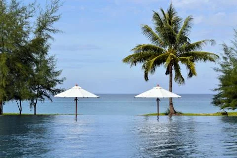 Infinity Pool looking over the sea Stock Photos