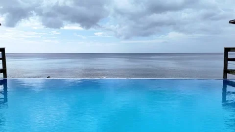 Infinity pool at luxury beach resort next to beach. Philippines. Stock Footage 300547802