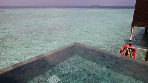 Infinity Pool with Ocean View in the Maldives Stock Footage 240408537