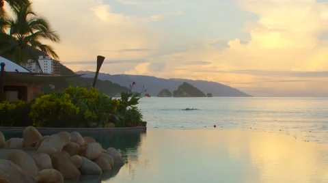 Infinity pool in resort Stock Footage 57815648