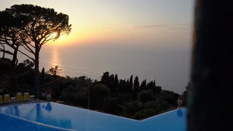 Infinity Pool at Sunset Capri Italy Stock Footage 115719346