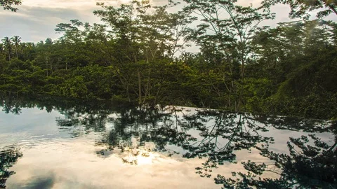 Infinity pool sunset timelapse Jungle Bali (4K Timelapse) 스톡 동영상 125046576