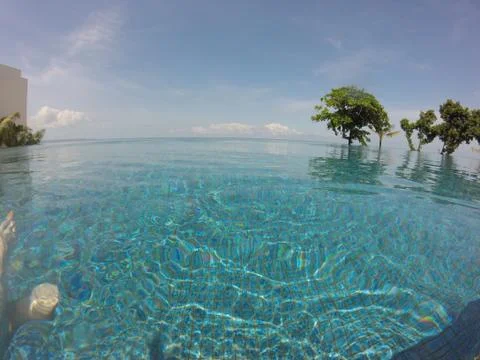 Infinity Pool View Sea Ocean Bali Indonesia Foto stock