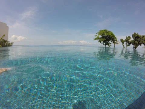 Infinity Pool View Sea Ocean Bali Indonesia Stock Photos