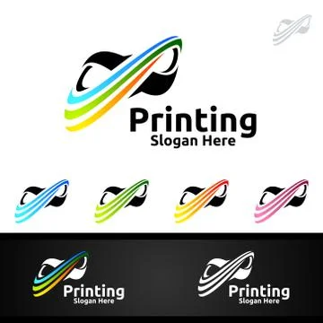 Infinity Printing Company Vector Logo Design for Media, Retail, Advertising,  Stock Illustration