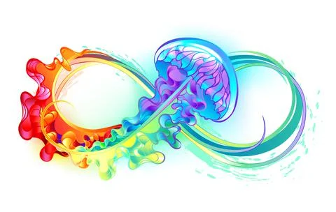 Infinity with rainbow jellyfish Stock Illustration