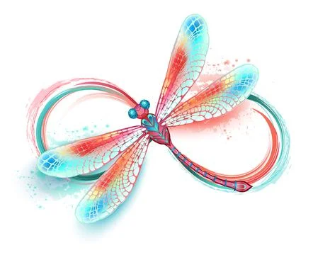 Infinity with red dragonfly Stock Illustration