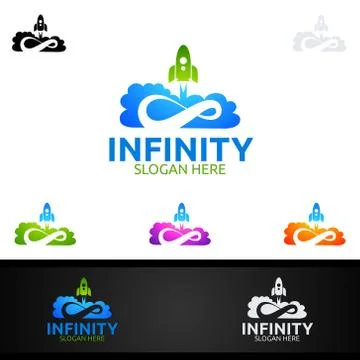Infinity Rocket logo icon. Vector unlimited infinity, endless line shape sign イラスト素材